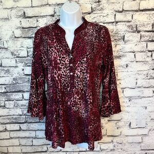 Nations Pink Leopard Print Blouse Size S